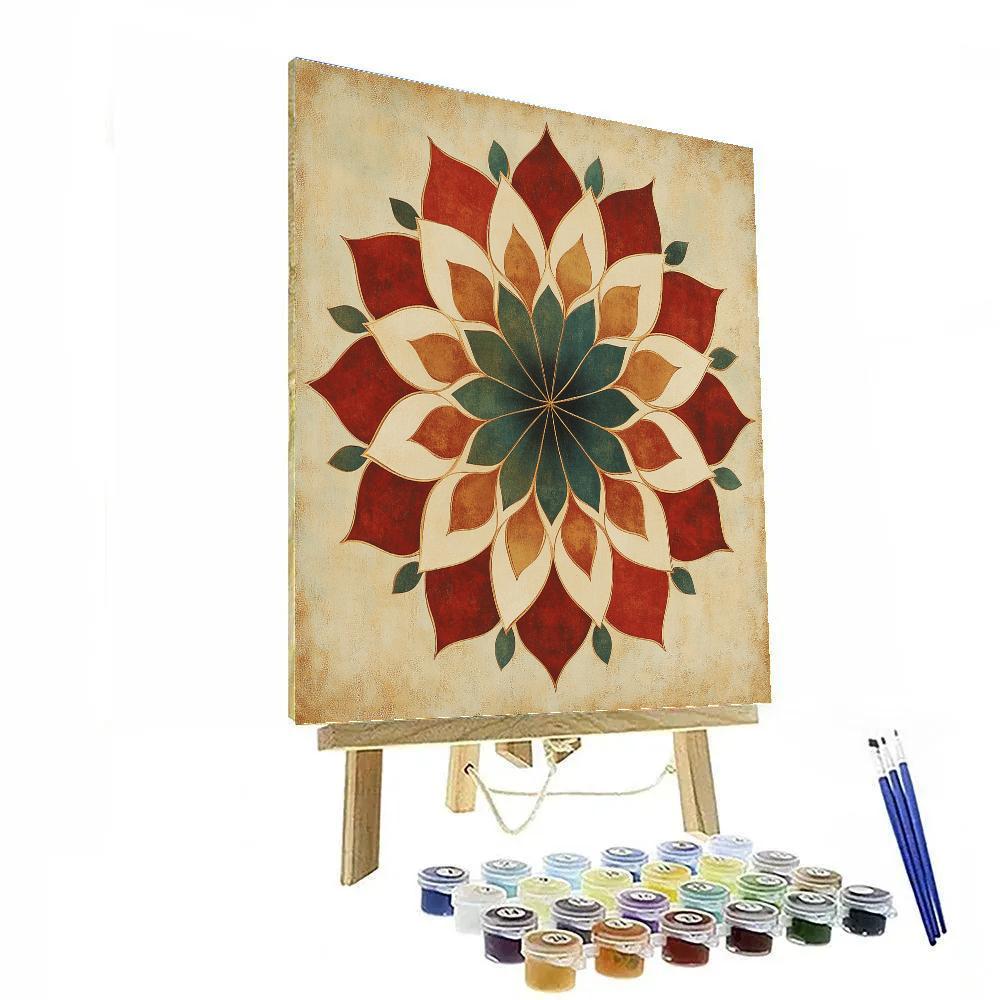 Nandalal Bose Inspired Cosmic Lotus Mandala In Earth Tones Paint by numbers art