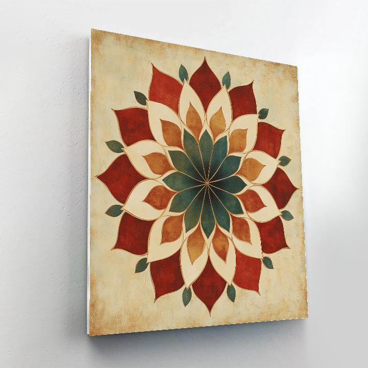 Nandalal Bose Inspired Cosmic Lotus Mandala In Earth Tones Paint by numbers art