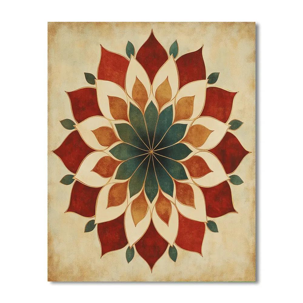 Nandalal Bose Inspired Cosmic Lotus Mandala In Earth Tones Paint by numbers art
