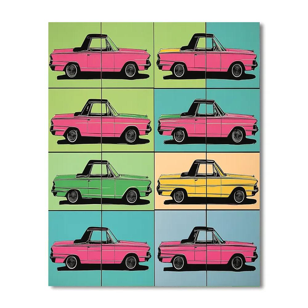 Andy Warhol Inspired Vintage Car Repetitions Number painting