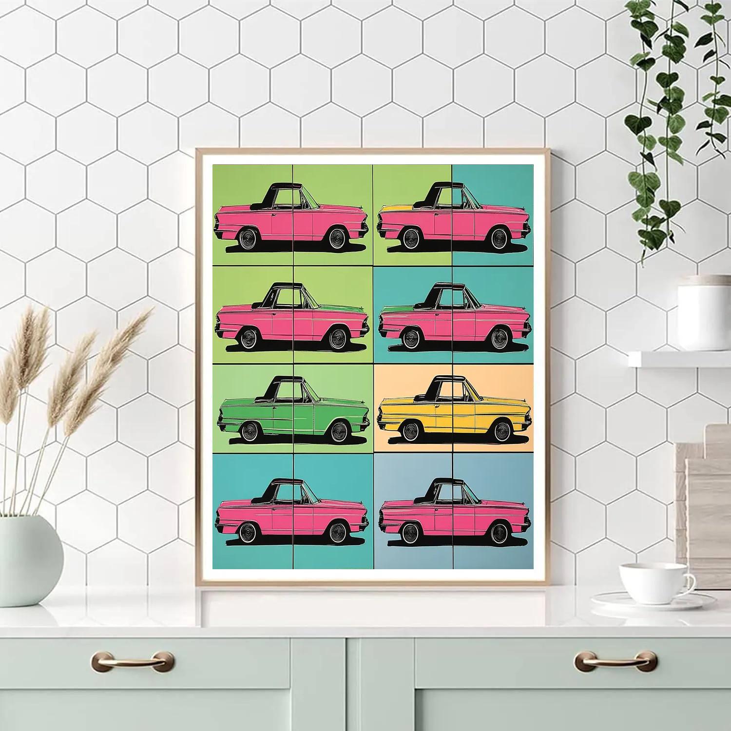 Andy Warhol Inspired Vintage Car Repetitions Number painting