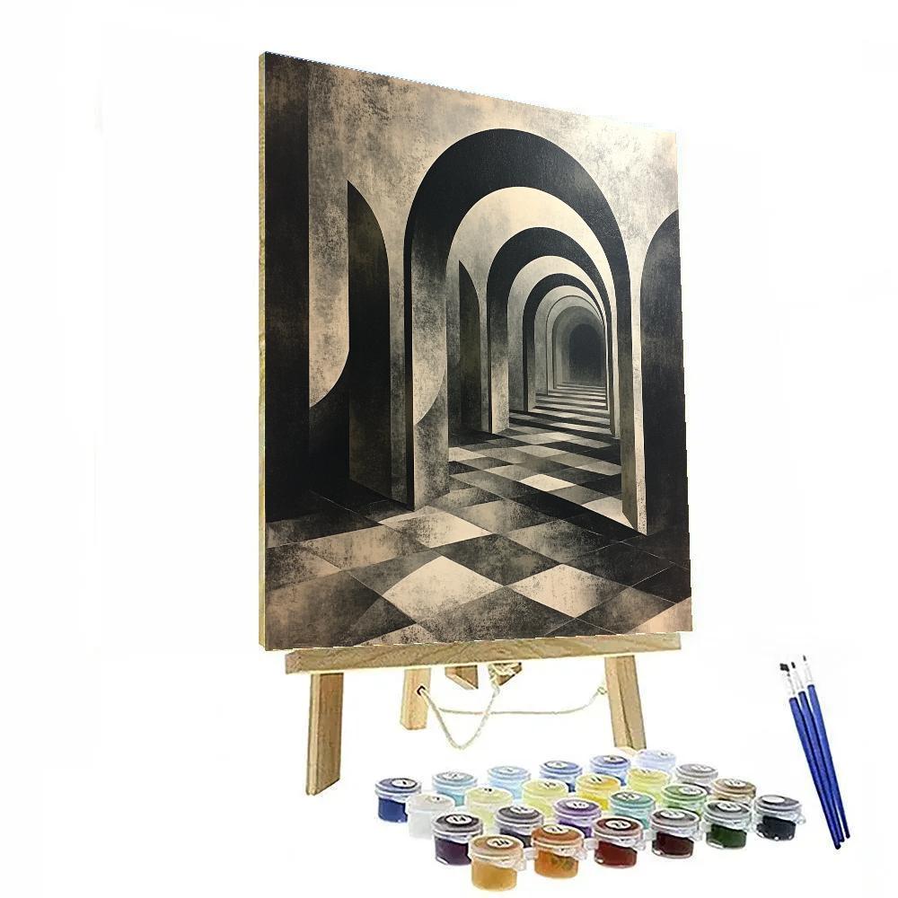 M.C. Escher Inspired Recursive Eclipse Tessellation Numbered painting kits