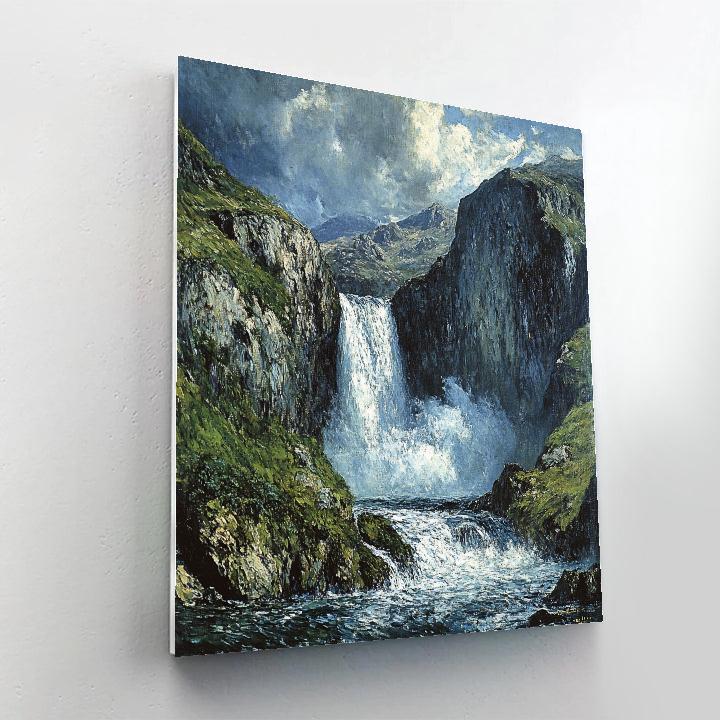 Gustave Courbet Inspired Rocky Waterfall Gorge painting number kit