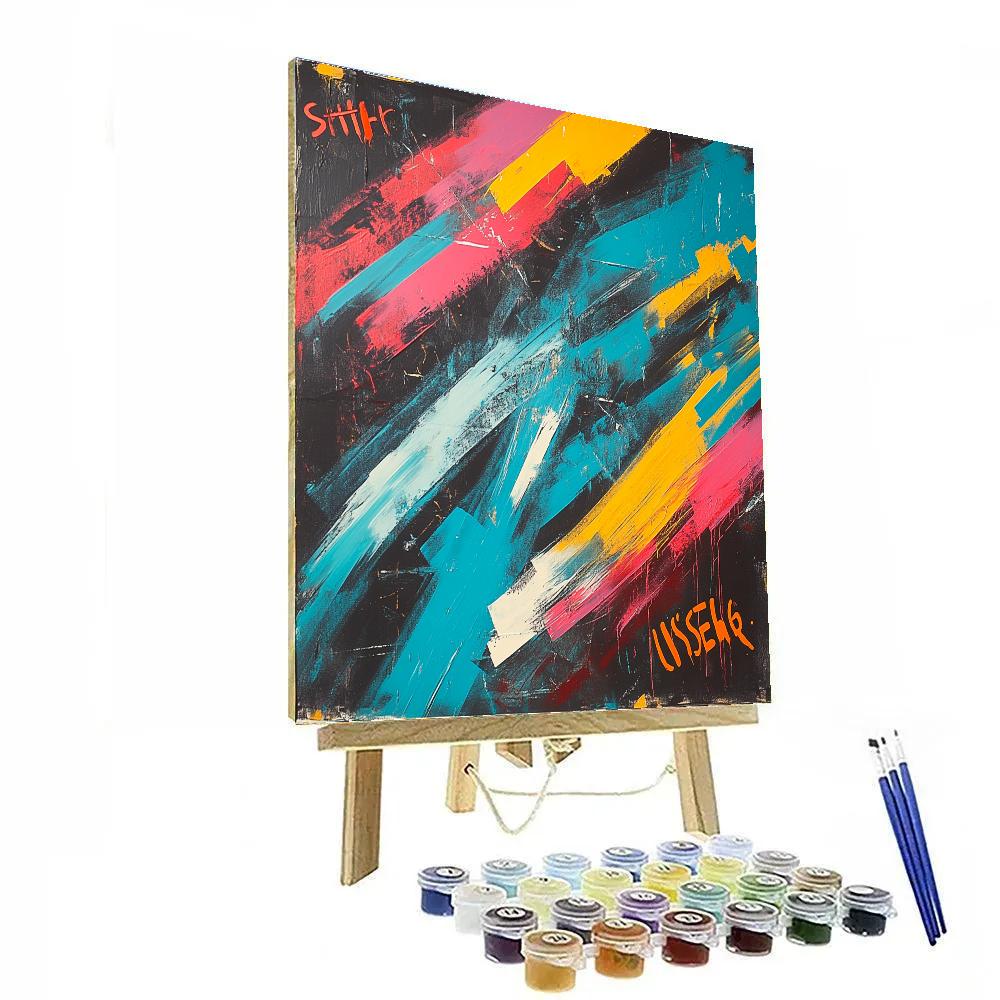 Jean-Michel Basquiat Inspired Quantum Aurora Palimpsest paint by number