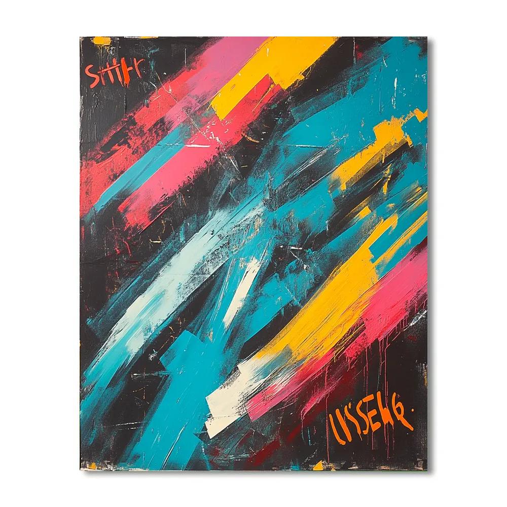 Jean-Michel Basquiat Inspired Quantum Aurora Palimpsest paint by number