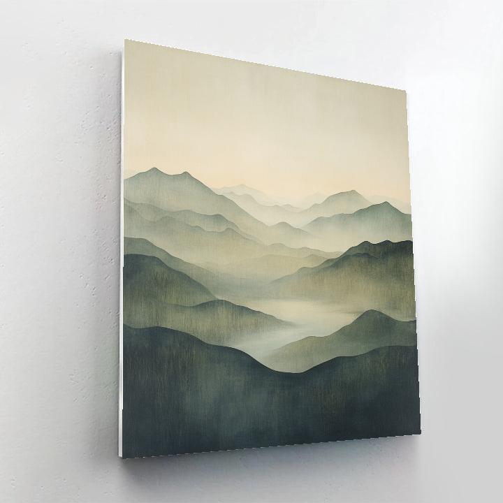 Zhao Mengfu Inspired Nebula Mist Mountain Silence Number painting