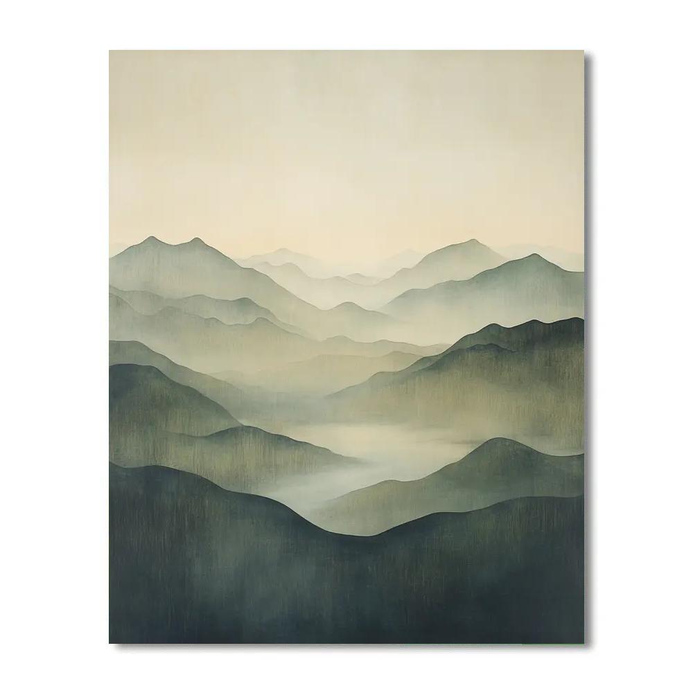 Zhao Mengfu Inspired Nebula Mist Mountain Silence Number painting