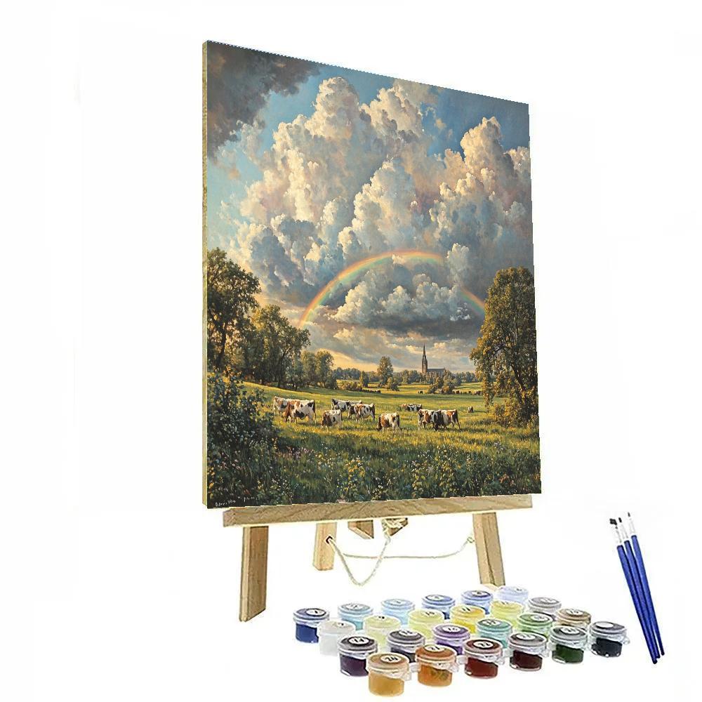 John Constable Inspired Countryside Rainbow Number painting