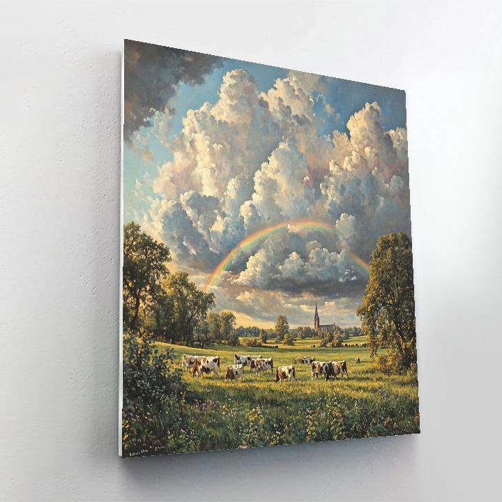 John Constable Inspired Countryside Rainbow Number painting