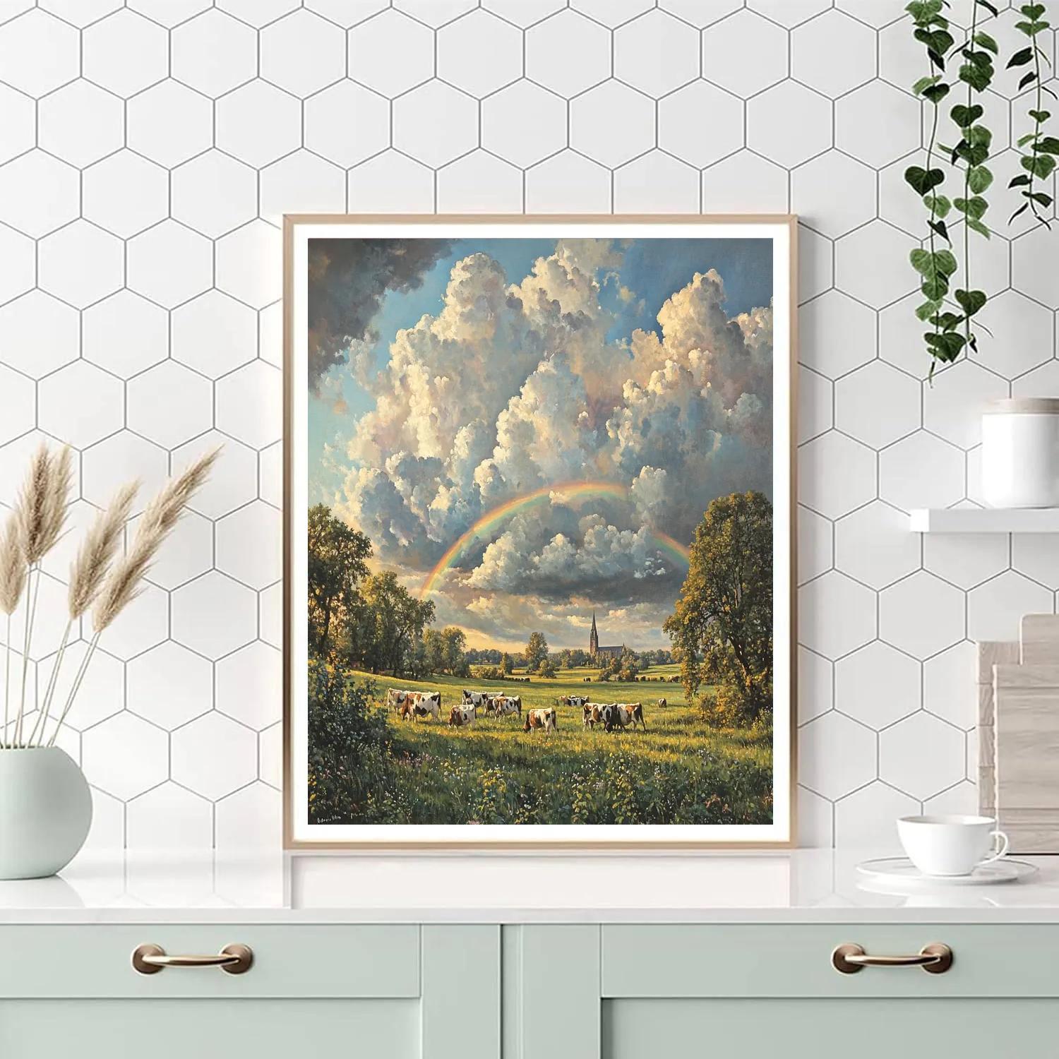 John Constable Inspired Countryside Rainbow Number painting