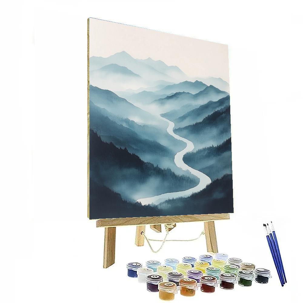 Zhao Mengfu Inspired Tidal Moonlight Ink River Drift Numbered painting kits