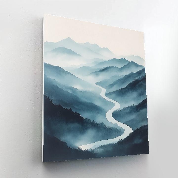 Zhao Mengfu Inspired Tidal Moonlight Ink River Drift Numbered painting kits