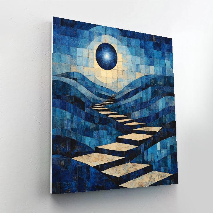 Pablo Picasso Inspired Cubist Eclipse Over Terraced Hills Numbered painting kits