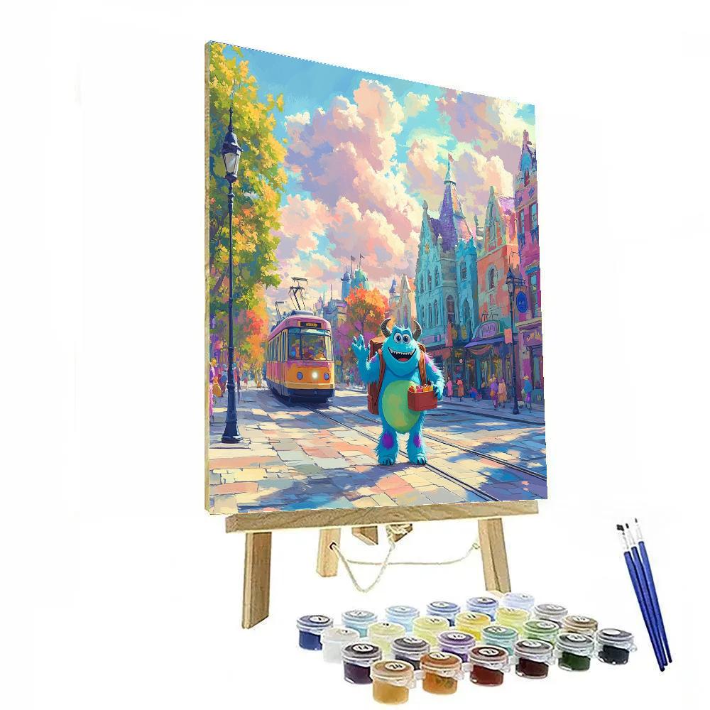 Sulley Monster City Morning Walk Disney Inspired paint by number