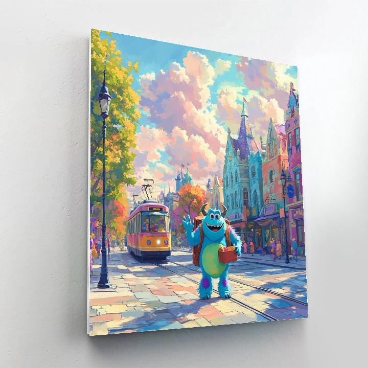 Sulley Monster City Morning Walk Disney Inspired paint by number