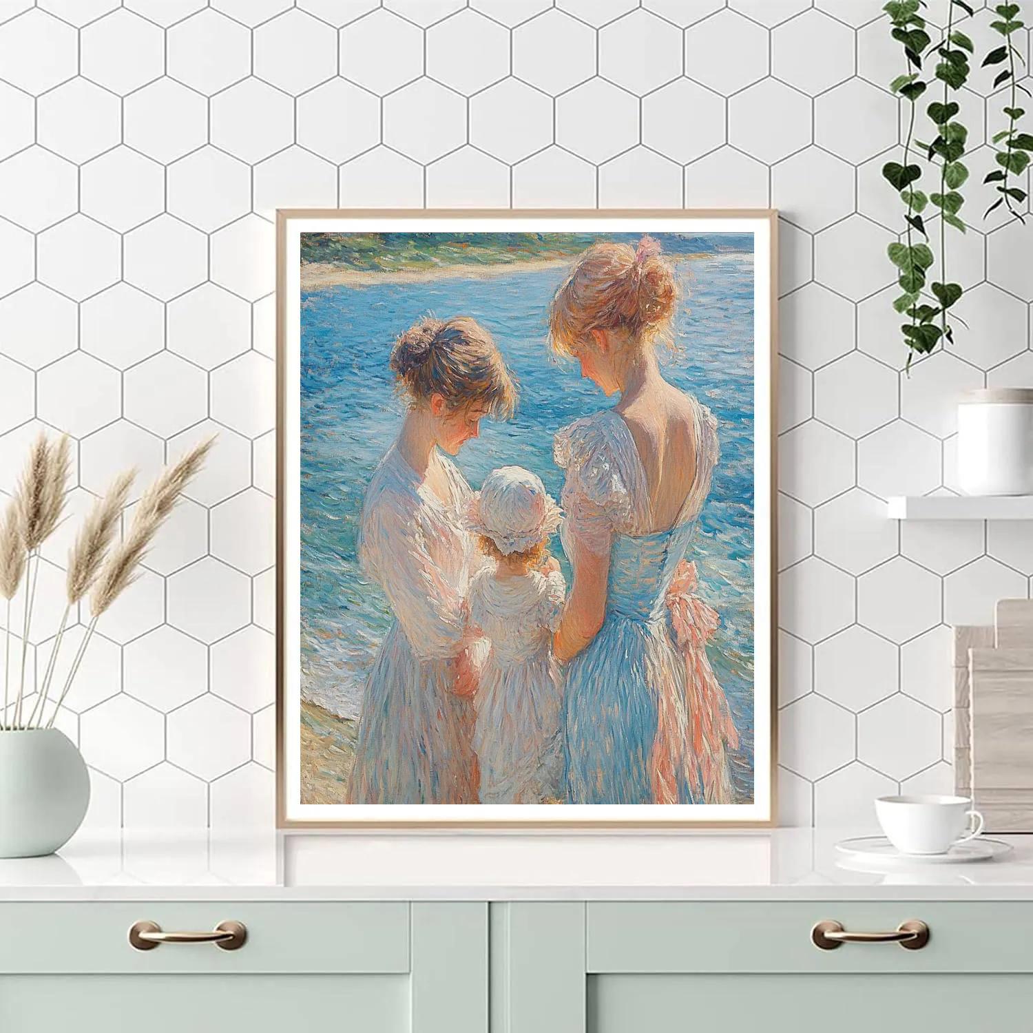 Mary Cassatt Inspired Mothers And Children At The Beach paint by numbers