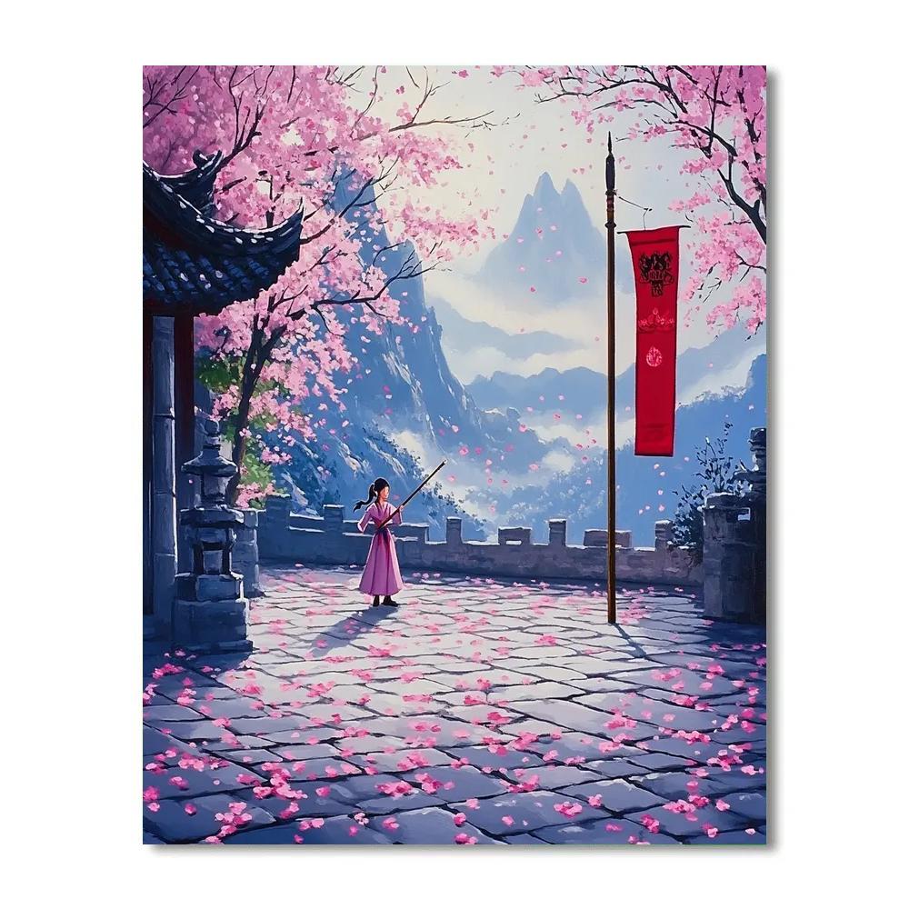 Mulan Blossom Training Courtyard Disney Inspired Paint by numbers kits