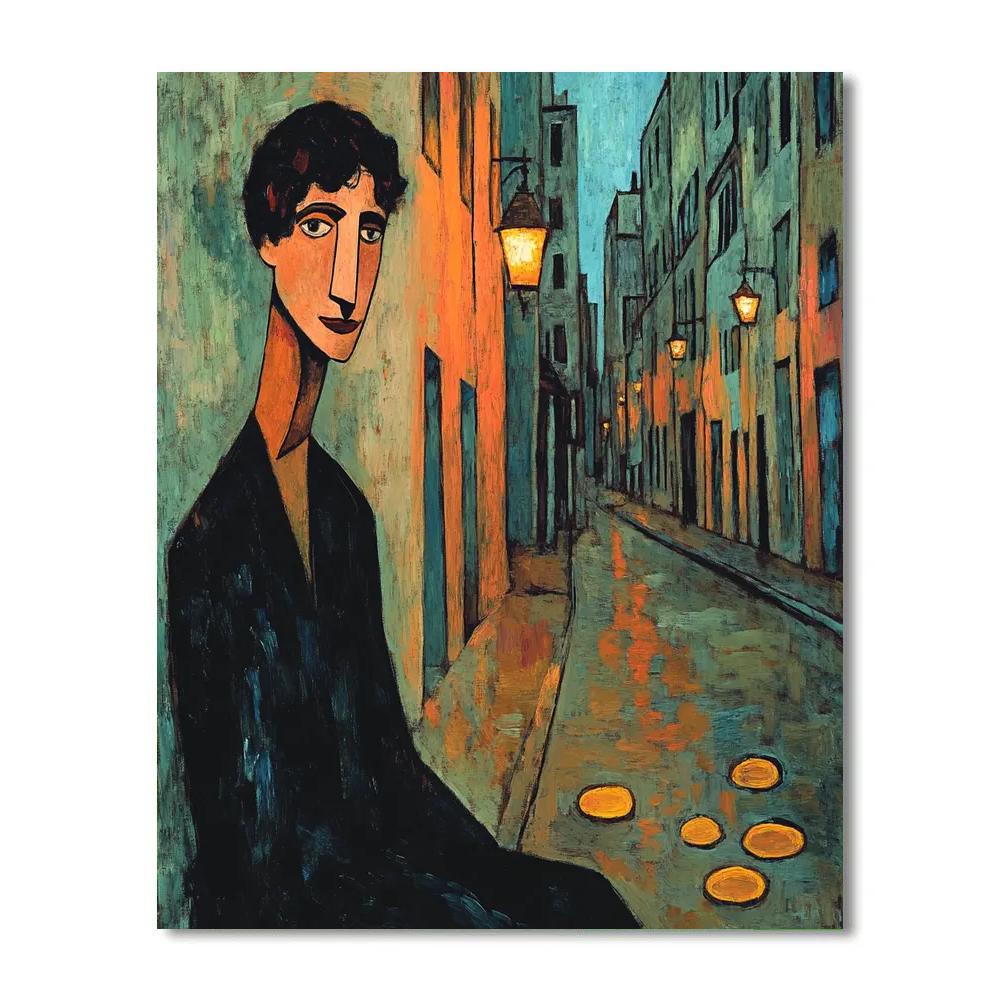 Amedeo Modigliani Inspired Elongated Street Portrait Paint by numbers kits