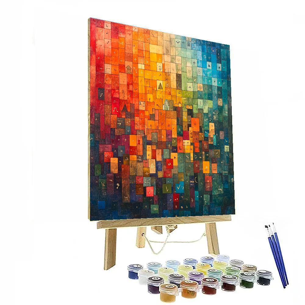 Paul Klee Inspired Colorful City Of Signs Number painting