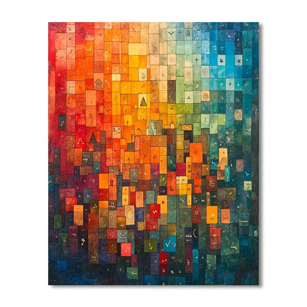 Paul Klee Inspired Colorful City Of Signs Number painting