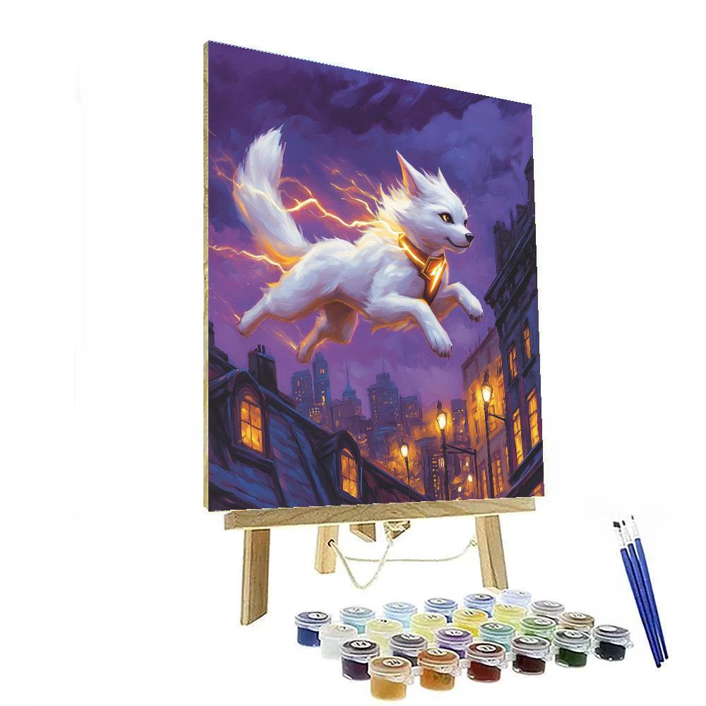Bolt City Rooftop Lightning Dash Disney Inspired Painting by numbers kit