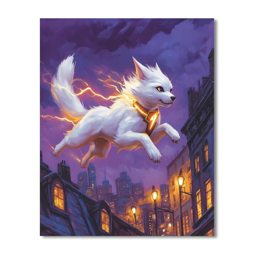 Bolt City Rooftop Lightning Dash Disney Inspired Painting by numbers kit
