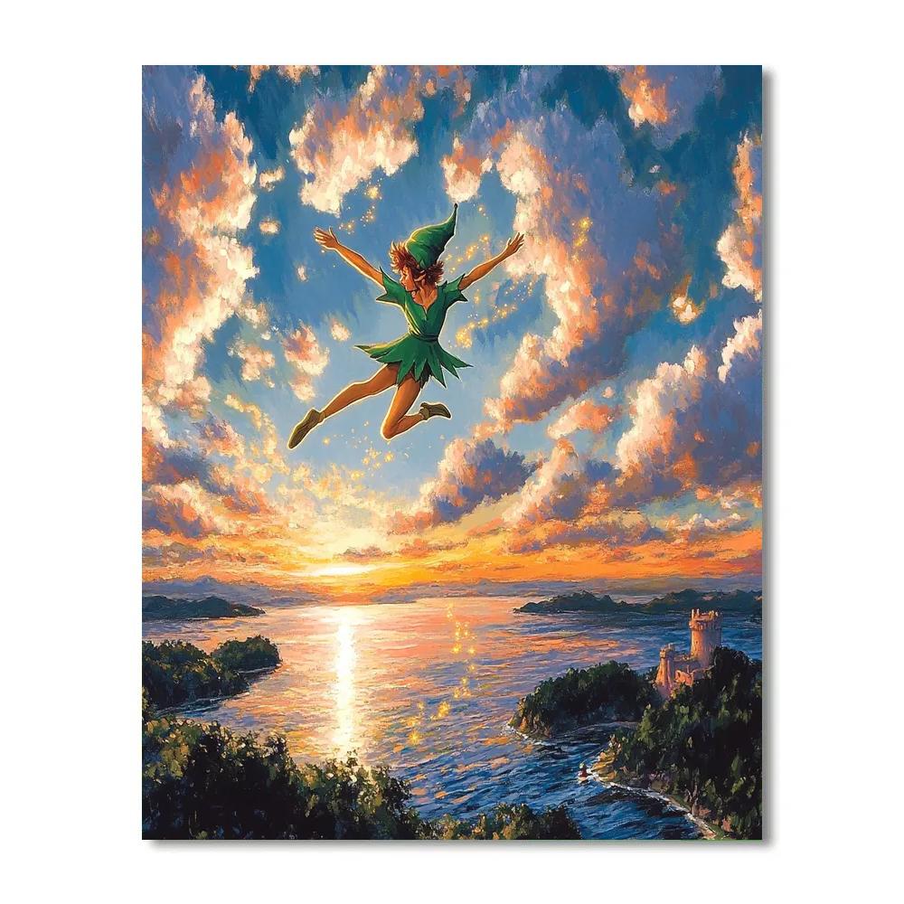 Peter Pan Cloud Island Flight Disney Inspired painting number kit