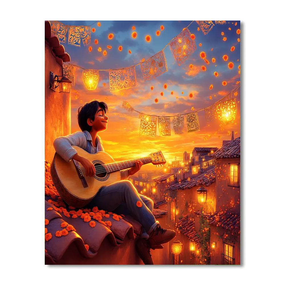 Miguel Rooftop Guitar Serenade Disney Inspired Painting by numbers kit