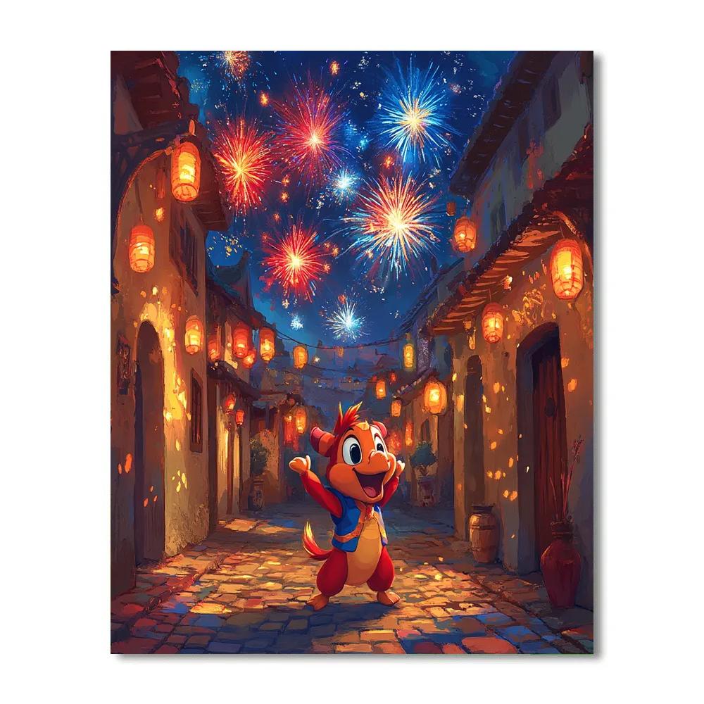 Mushu Firework Alley Surprise Disney Inspired painting number kit