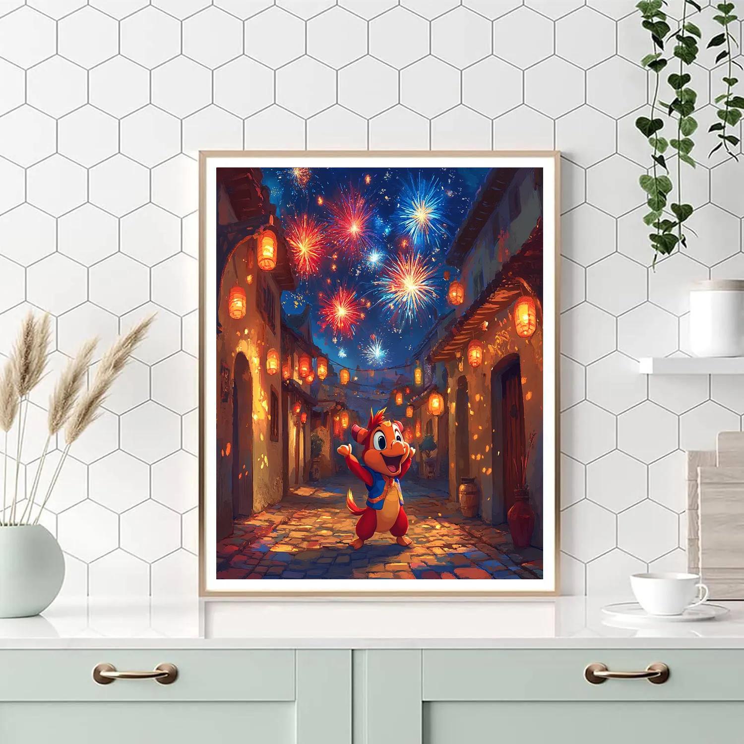 Mushu Firework Alley Surprise Disney Inspired painting number kit