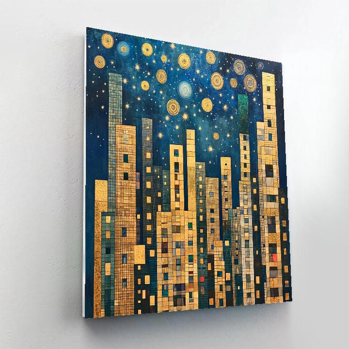Gustav Klimt Inspired Celestial City Skyline Number painting