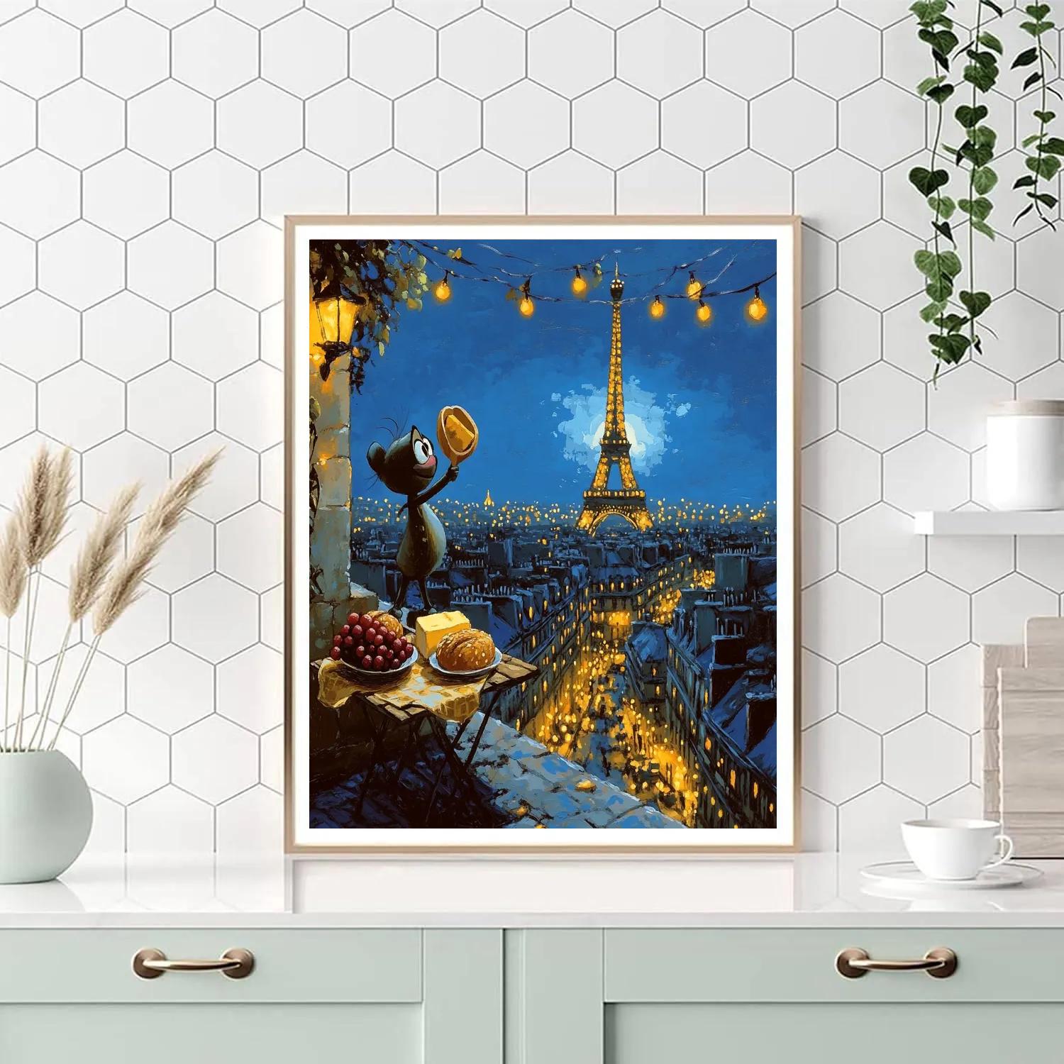 Remy Paris Rooftop Feast Disney Inspired Painting by numbers kit