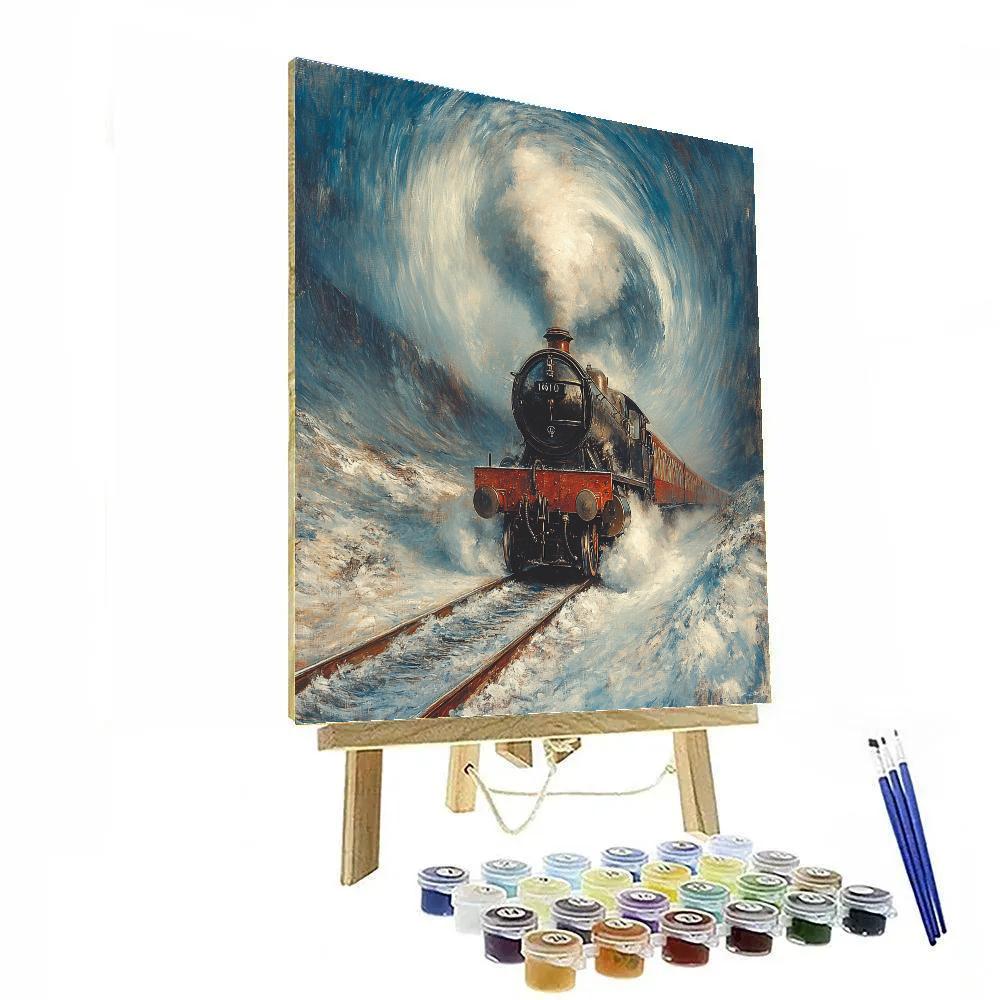 Turner Inspired Train In The Snowstorm paint by number