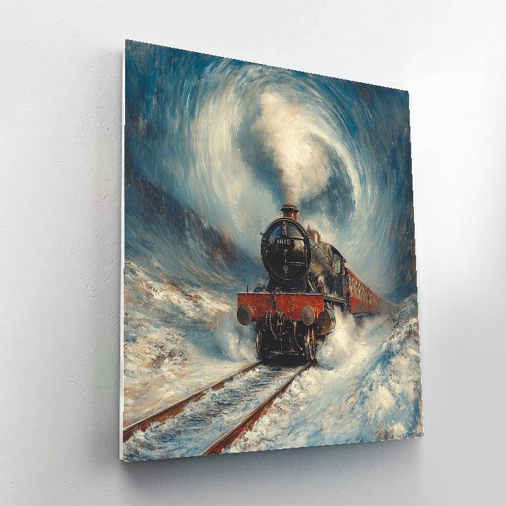 Turner Inspired Train In The Snowstorm paint by number