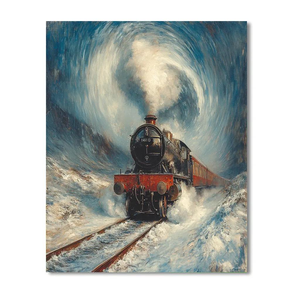 Turner Inspired Train In The Snowstorm paint by number