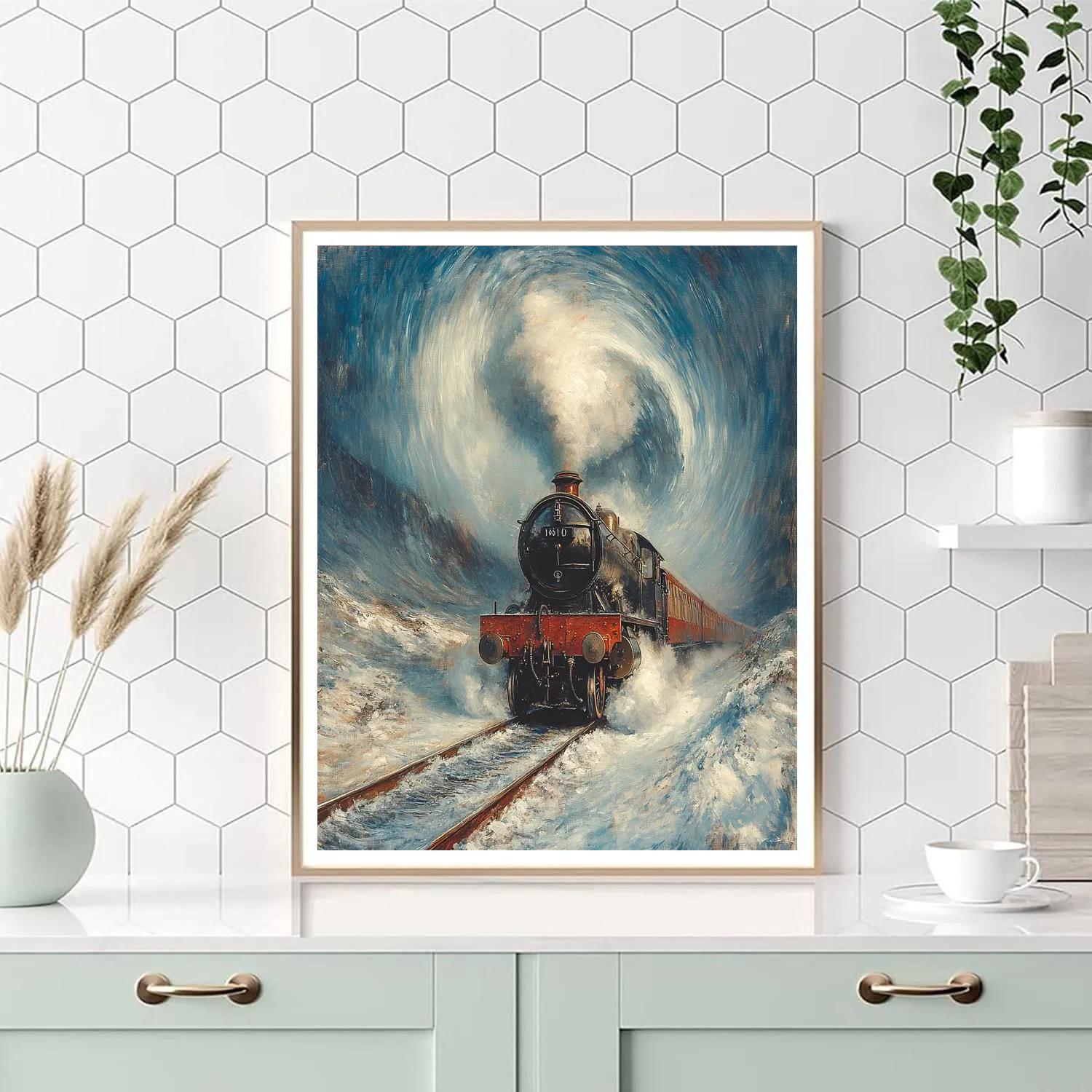 Turner Inspired Train In The Snowstorm paint by number