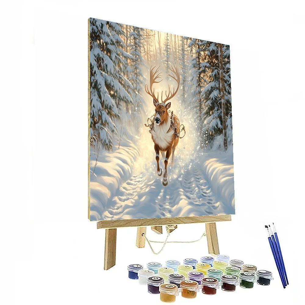 Sven Snowy Forest Gallop Disney Inspired Paint by numbers art