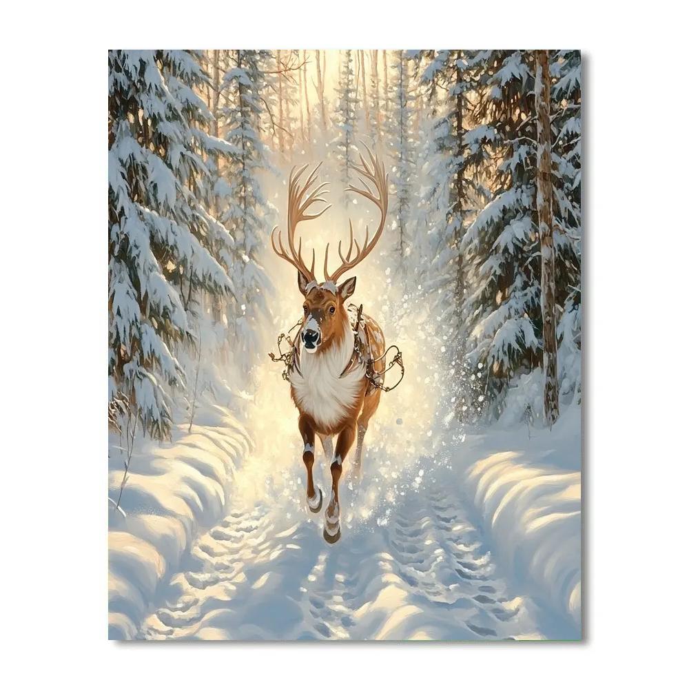 Sven Snowy Forest Gallop Disney Inspired Paint by numbers art