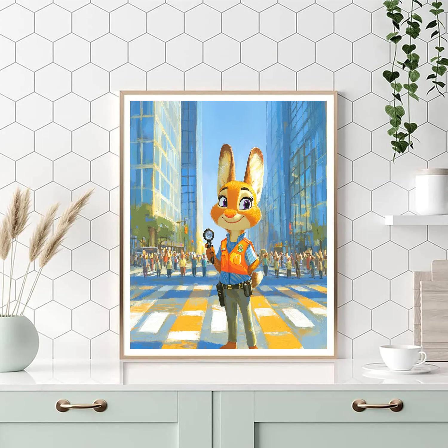 Judy Hopps City Crosswalk Patrol Disney Inspired Numbered painting kits