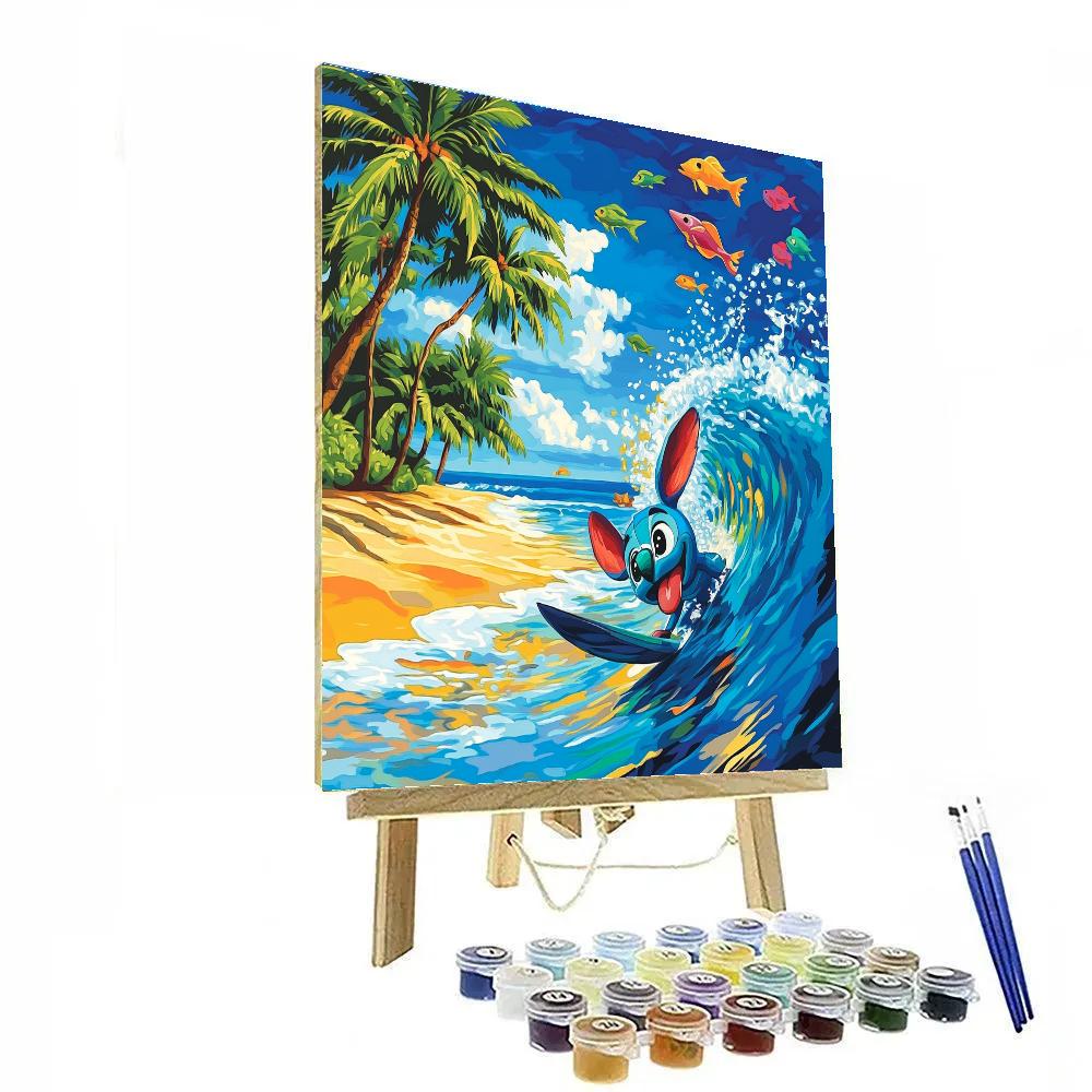 Stitch Tropical Wave Rider Disney Inspired DIY paint by numbers