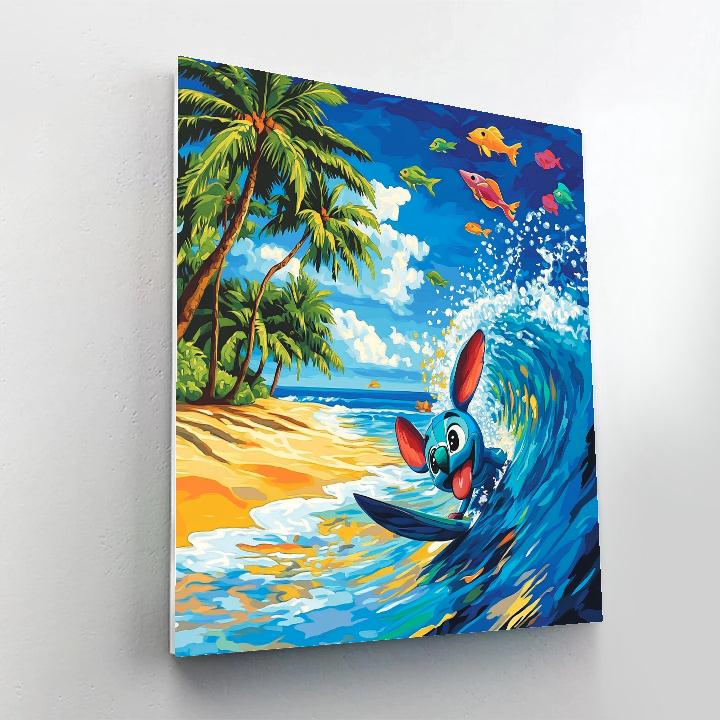 Stitch Tropical Wave Rider Disney Inspired DIY paint by numbers