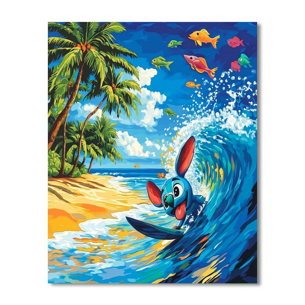 Stitch Tropical Wave Rider Disney Inspired DIY paint by numbers