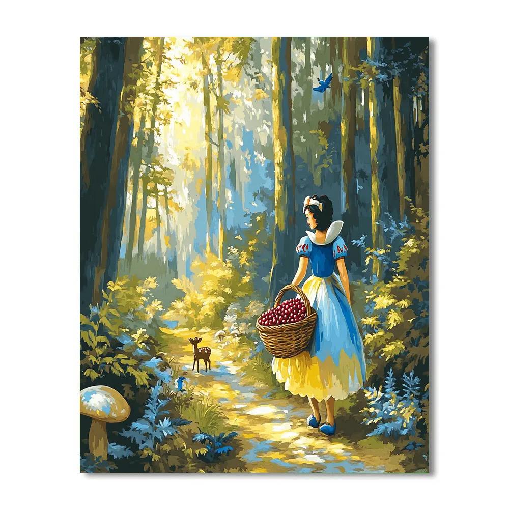 Snow White Woodland Berry Gathering Disney Inspired painting number kit