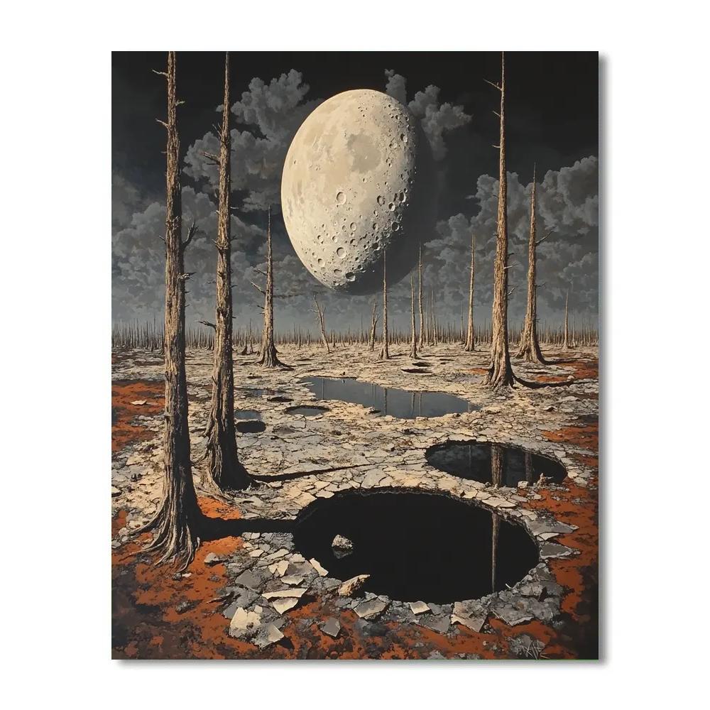 Paul Nash Inspired Surreal Battlefield Moonscape DIY paint by numbers