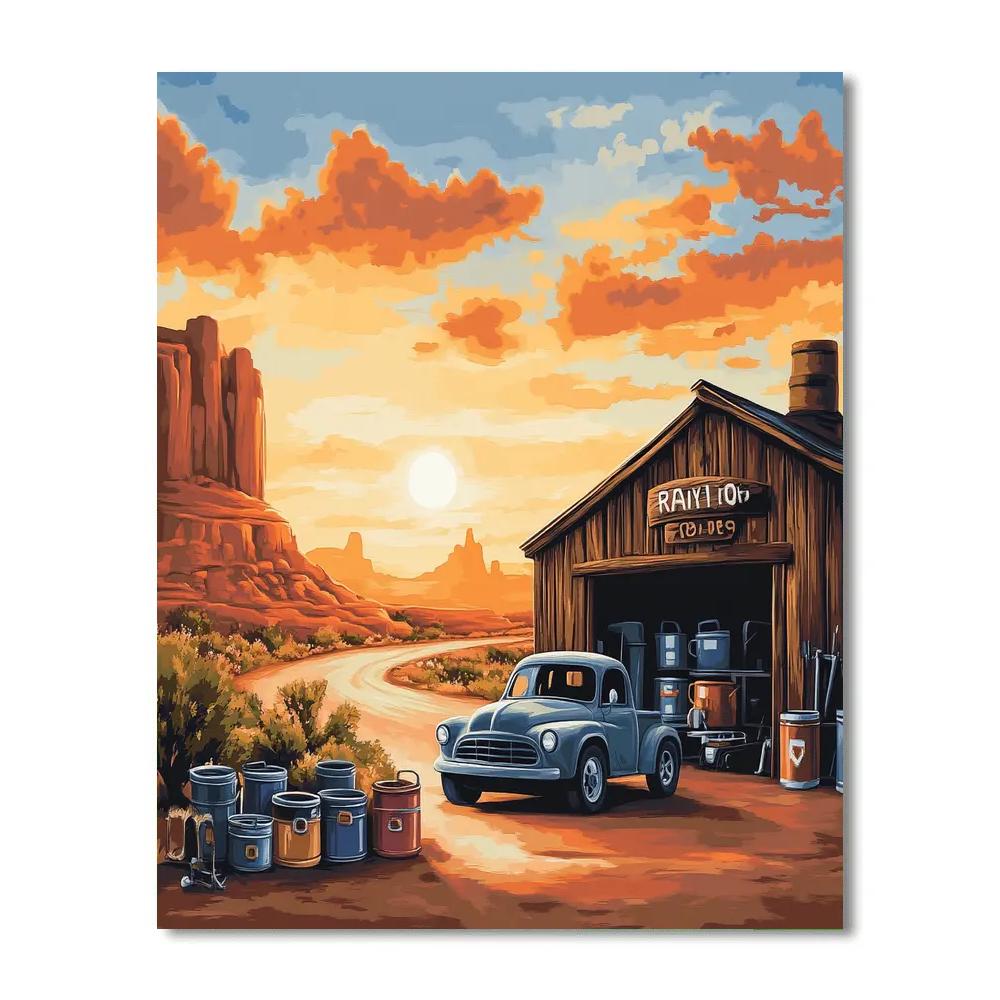 Mater Desert Garage Tune Up Disney Inspired Painting by numbers kit