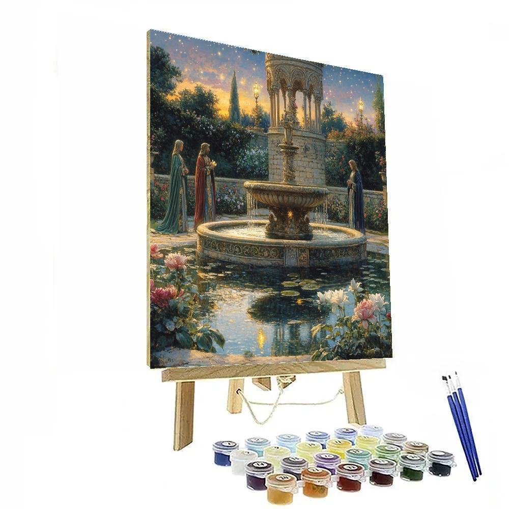 Edward Burne Jones Inspired Mystic Garden With Fountain Painting by numbers kit