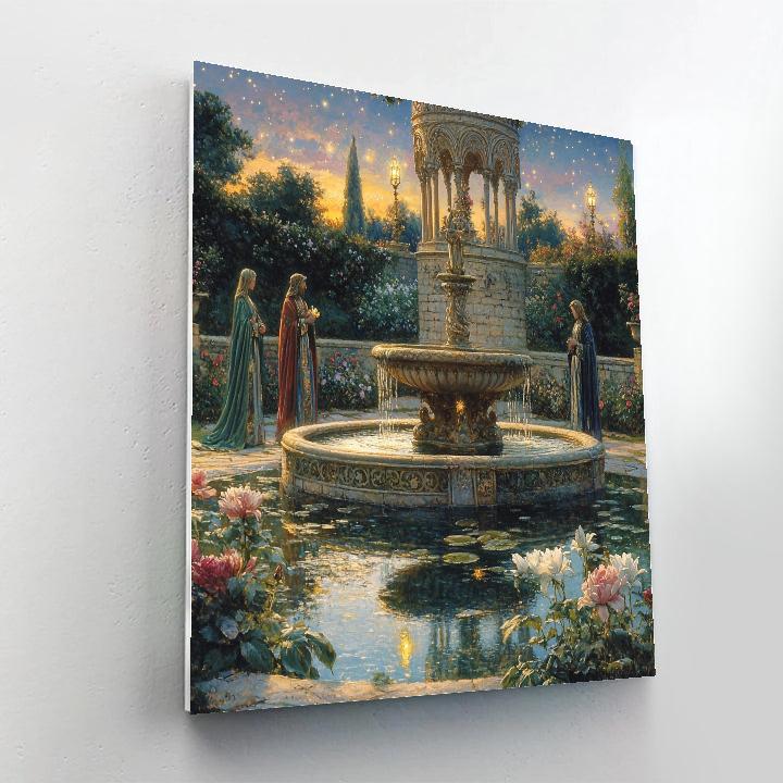 Edward Burne Jones Inspired Mystic Garden With Fountain Painting by numbers kit