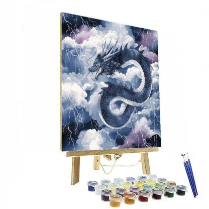 Hokusai Inspired Dragon Among Storm Clouds DIY paint by numbers