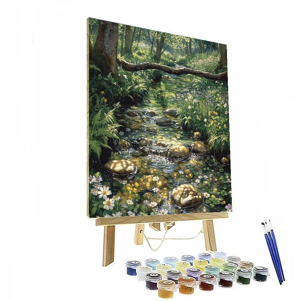 John Everett Millais Inspired Spring Forest Stream paint by number