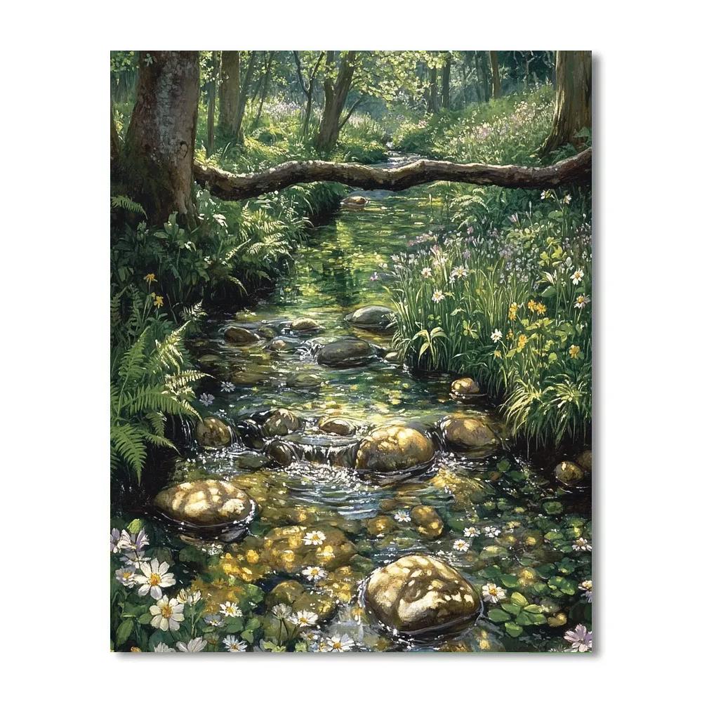 John Everett Millais Inspired Spring Forest Stream paint by number